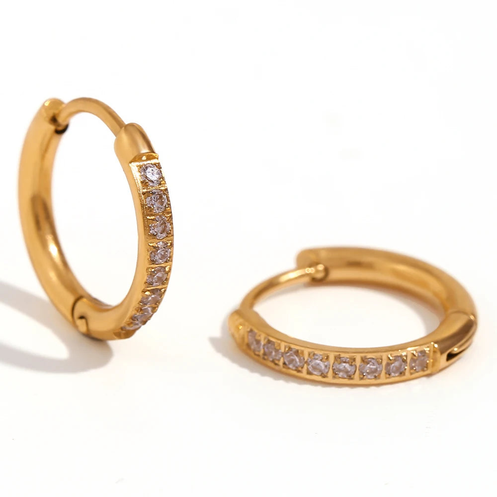 Rounded Edge Zircon Stud Earrings