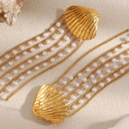 Tassel Earrings with Shell Pearl in 316L Stainless Steel