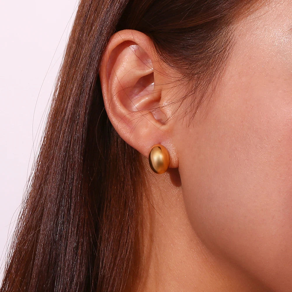 Elegant Stainless Steel Hollow Earrings – Gold and Silver