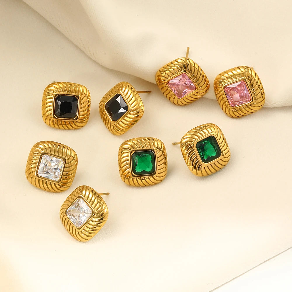 Twill Zircon Stud Earrings