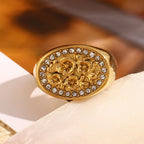 Zircon Flower Wide Edge Ring