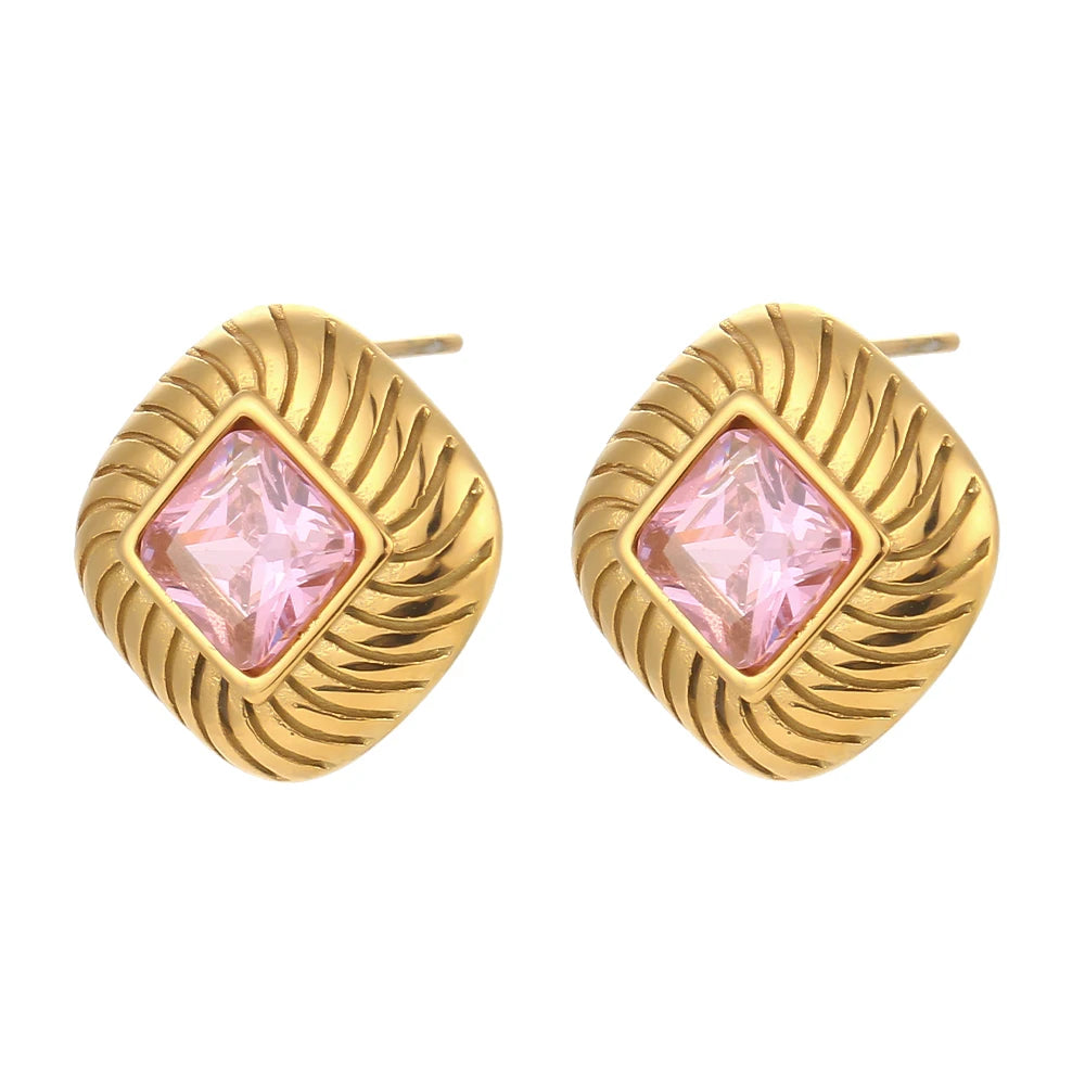Twill Zircon Stud Earrings