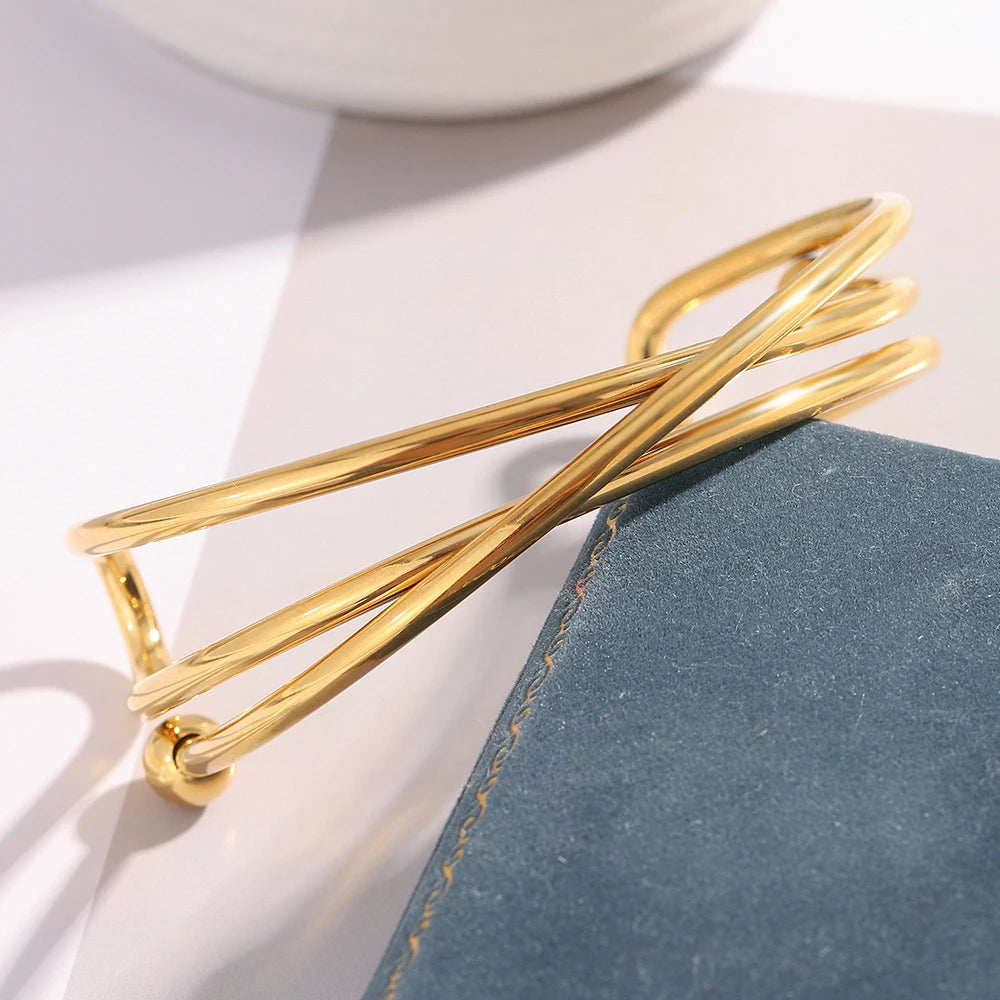 Double Colour Cross Open Bangle