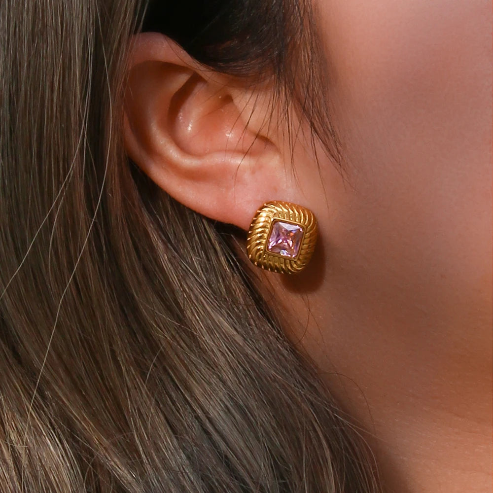 Twill Zircon Stud Earrings