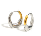 Irregular Bicolor Hoops in 316L Stainless Steel with 18K Gold Plating