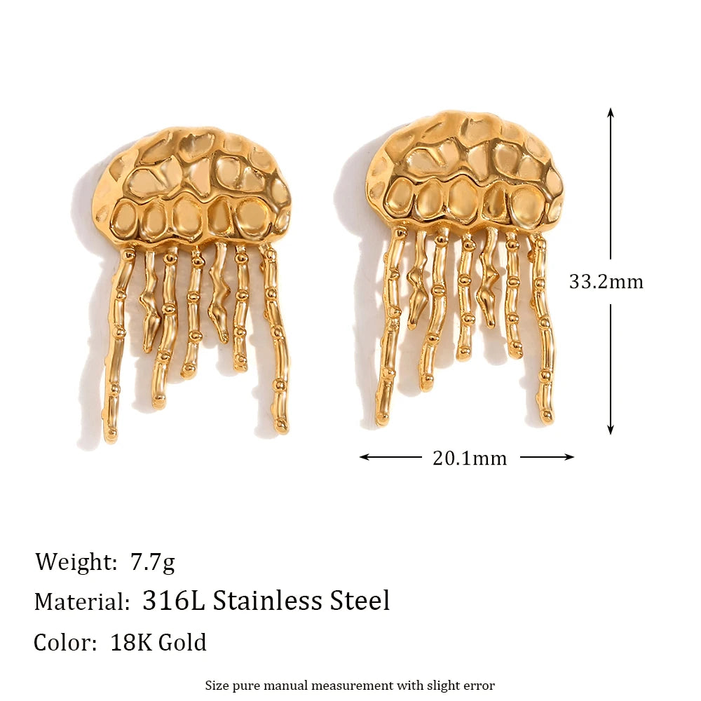 Jellyfish Hammered Texture Earrings