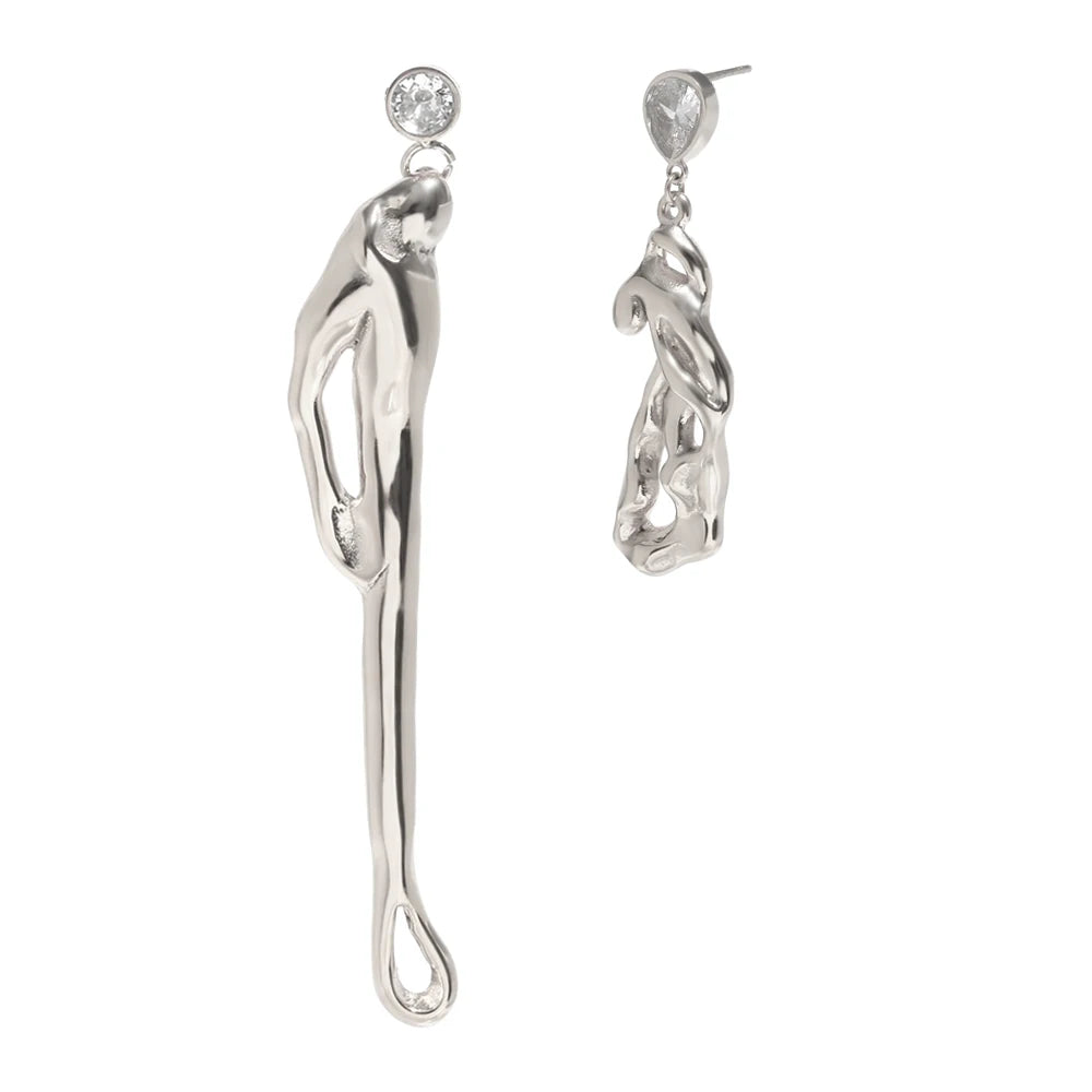 Creative Asymmetrical Earrings with Zirconia – People Embrace