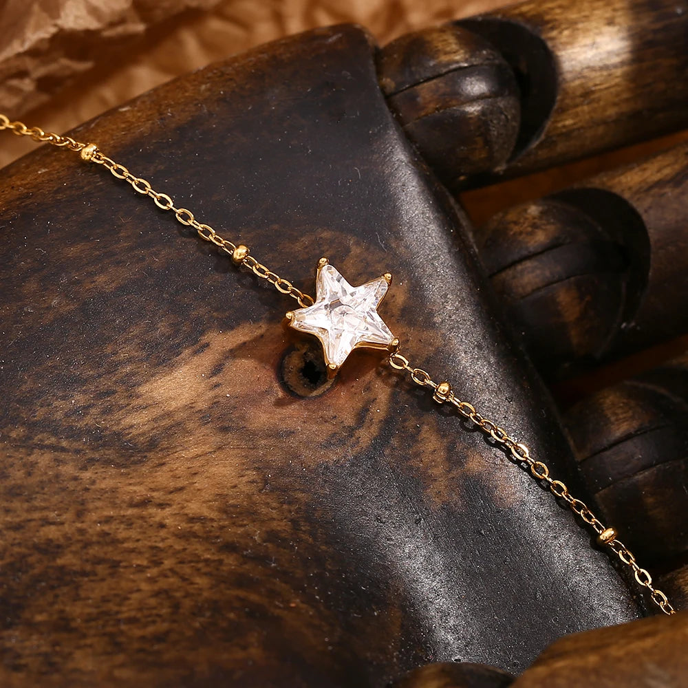 Sparkling Star Thin Chain Bracelet