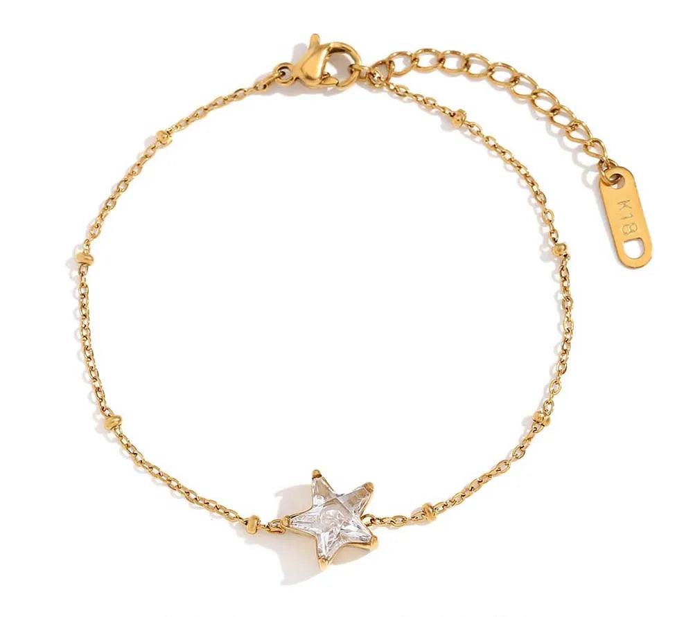 Sparkling Star Thin Chain Bracelet