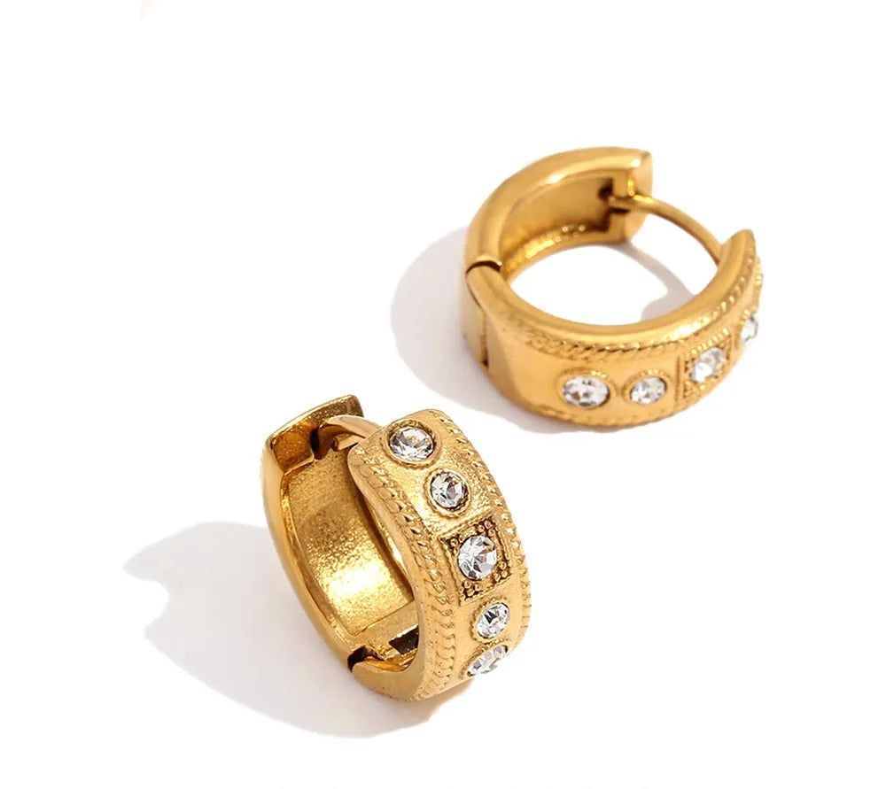 Twist Lace Rhinestone Hoop Earrings