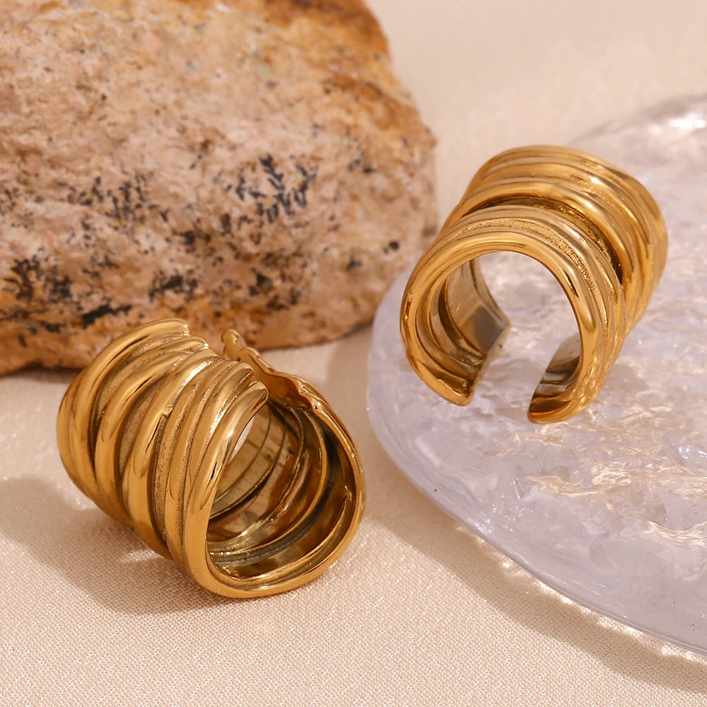 Vintage Multilayer Earrings in Stainless Steel with 18K Gold Plating