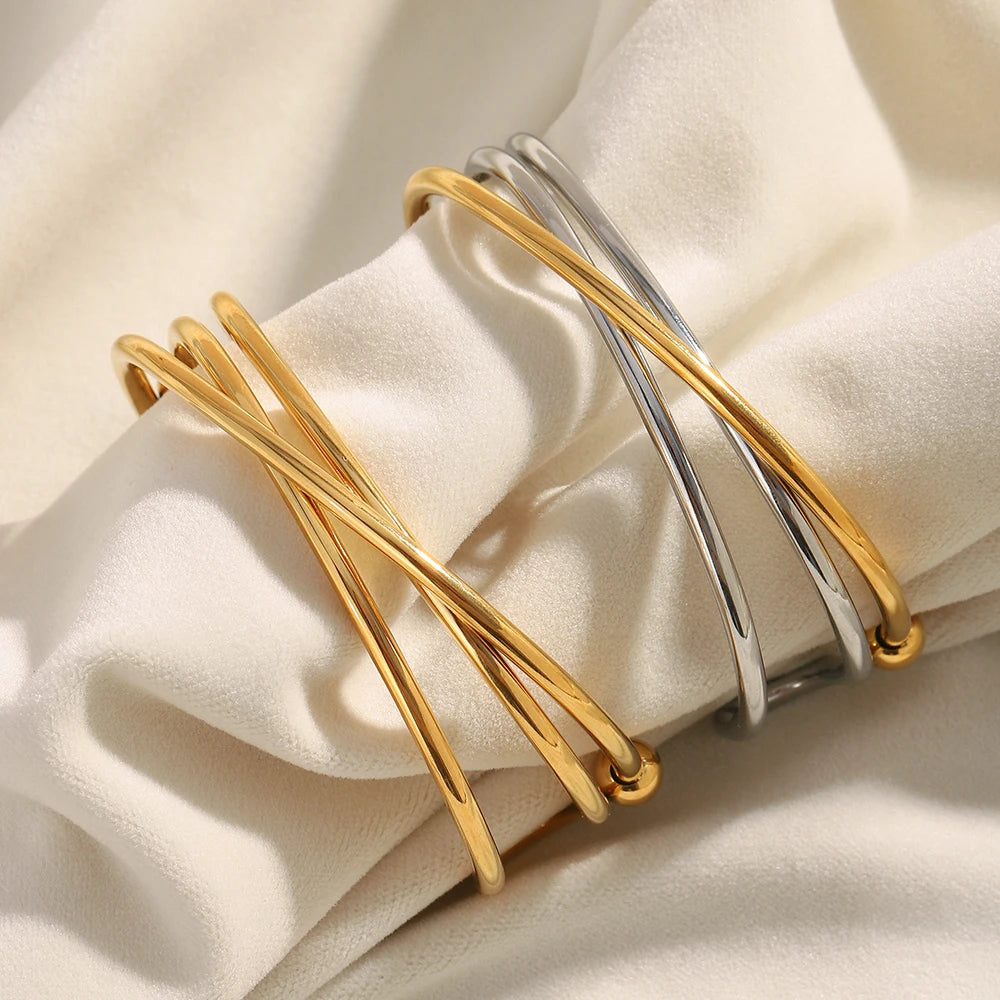 Double Colour Cross Open Bangle