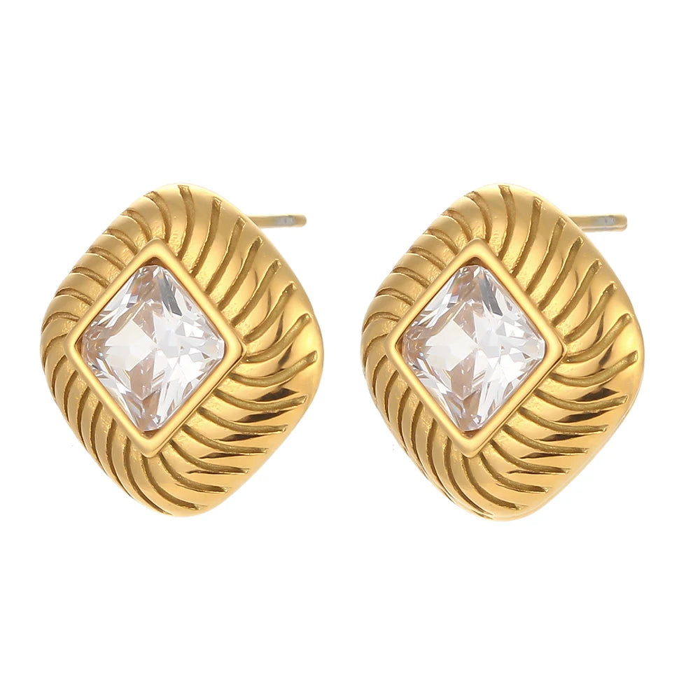 Twill Zircon Stud Earrings