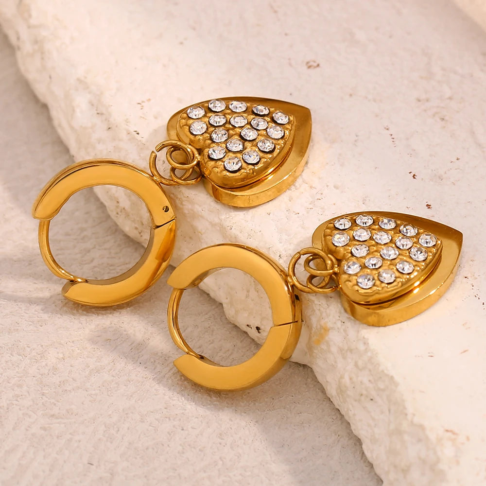 Twin Hearts Zircon Earrings