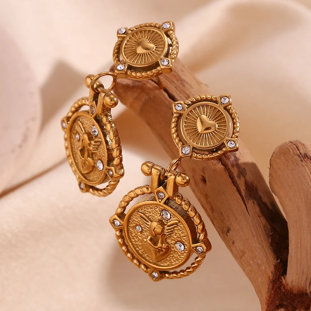 Angel Heart Key Drop Earrings