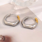 Irregular Bicolor Hoops in 316L Stainless Steel with 18K Gold Plating