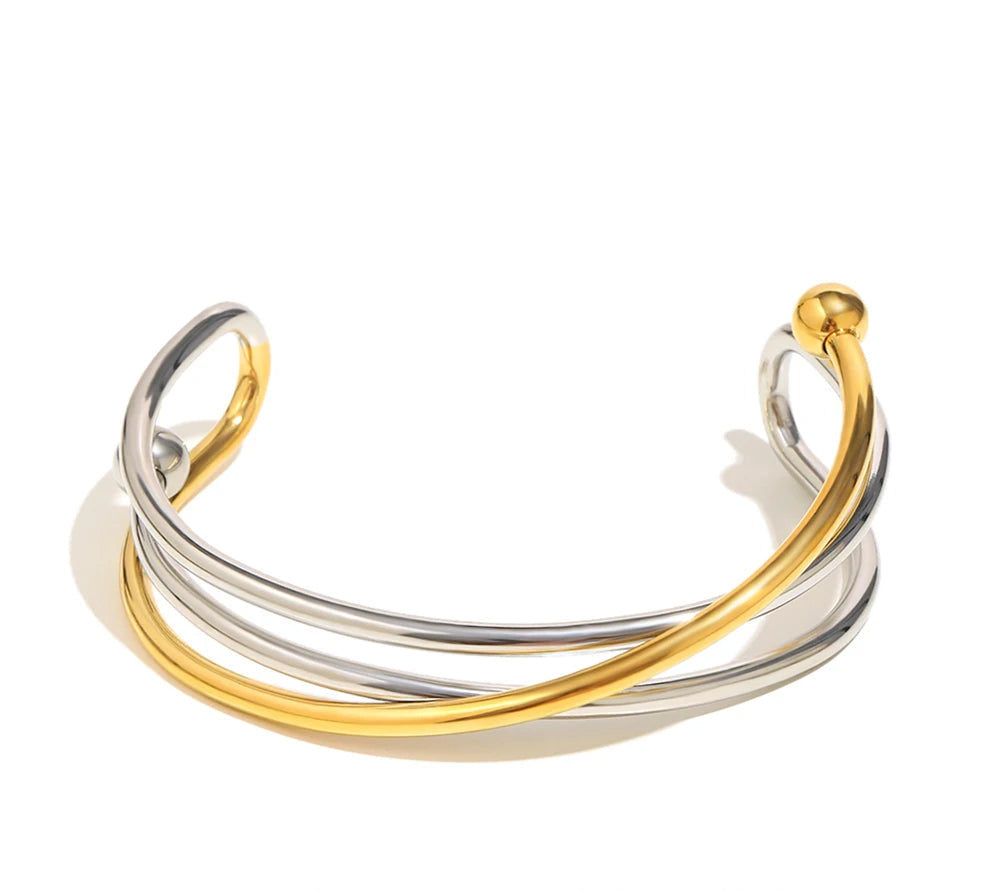 Double Colour Cross Open Bangle