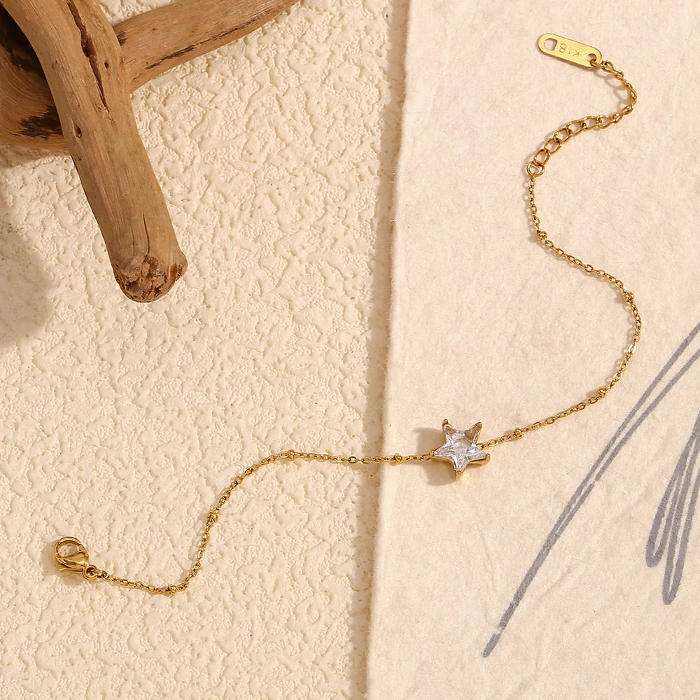 Sparkling Star Thin Chain Bracelet