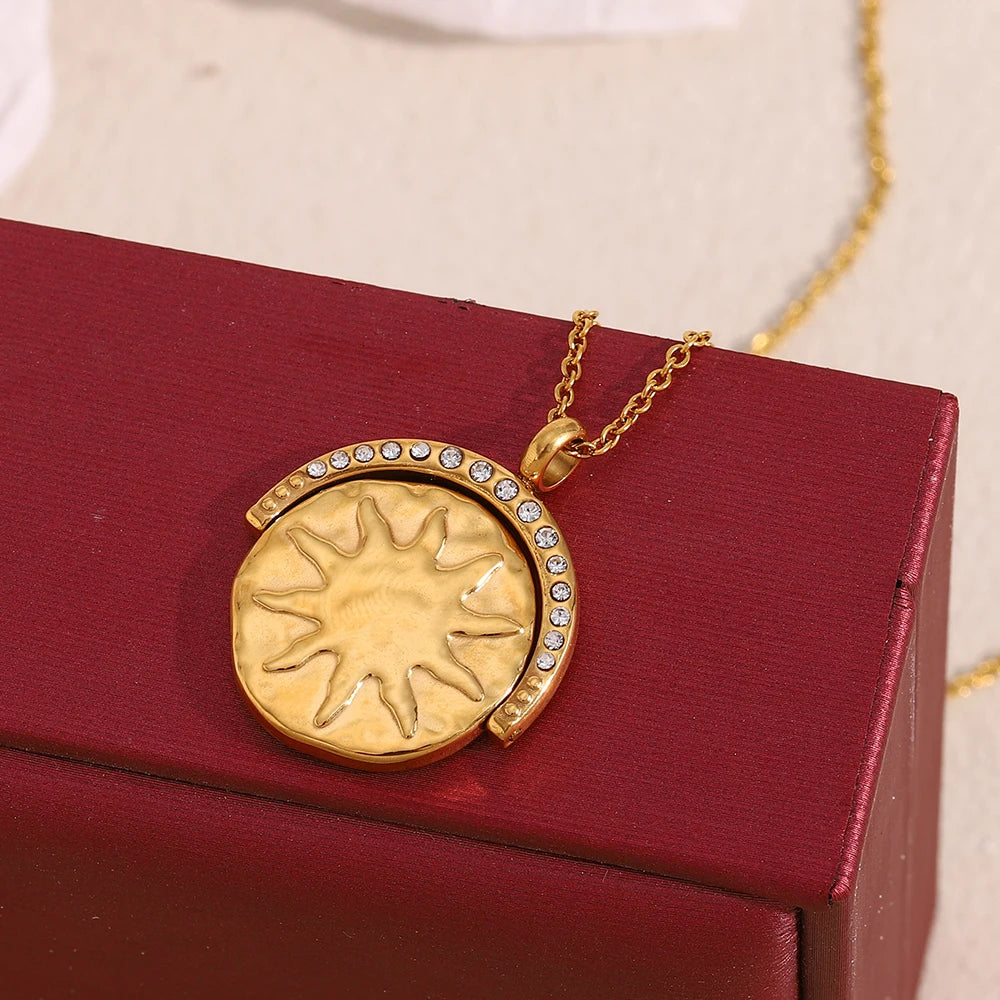 Flip Pendant Sun Moon Star Necklace