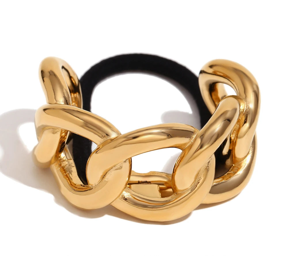 Minimalist Semicircular Titanium Chain Hair Tie 23mm