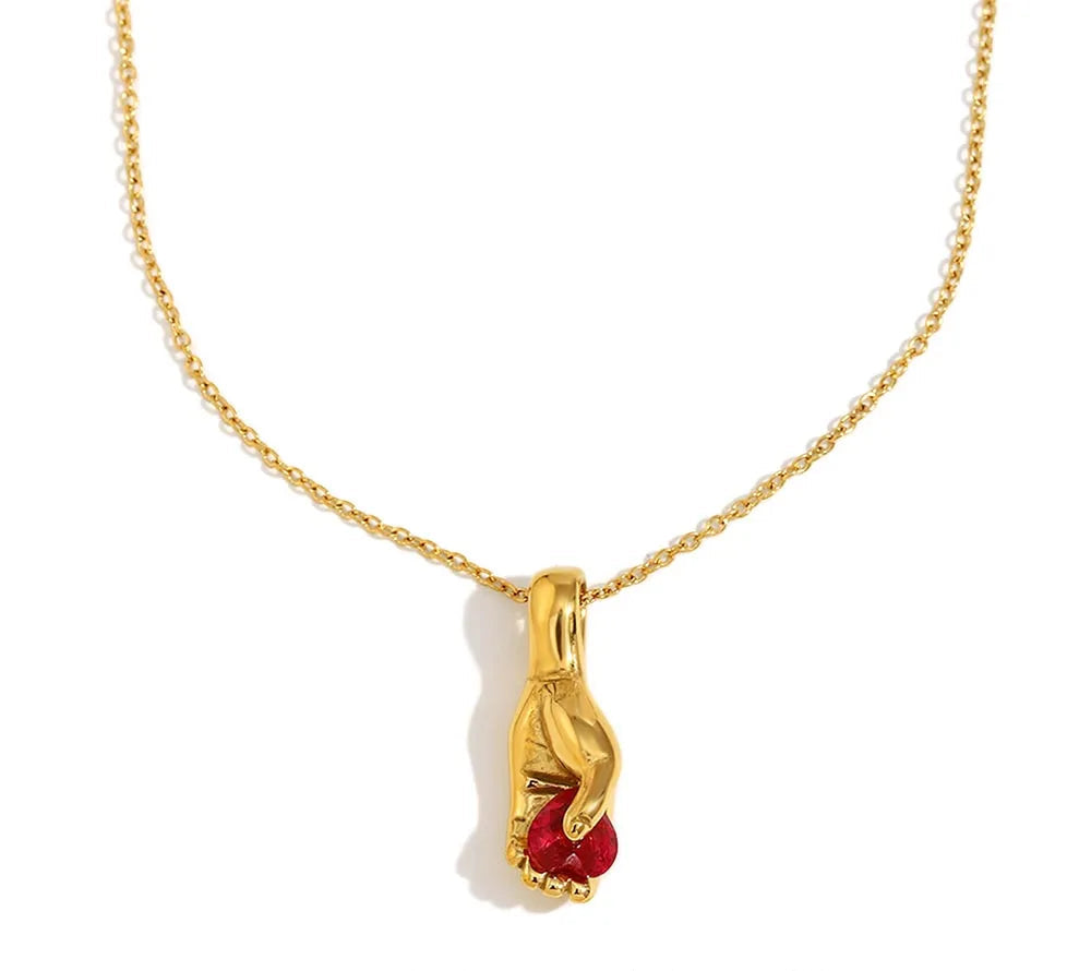 Hand Held Heart Pendant Necklace