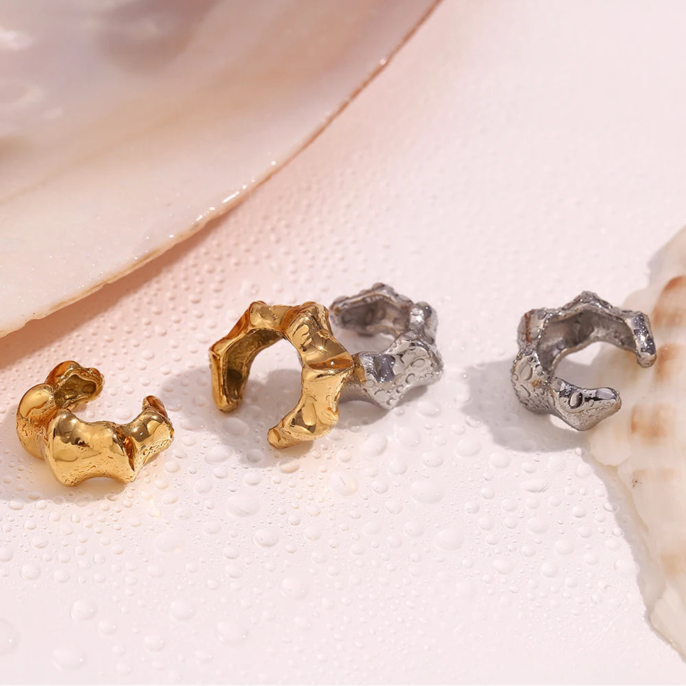 Geometric Stainless Steel Clip Earrings – New Trend