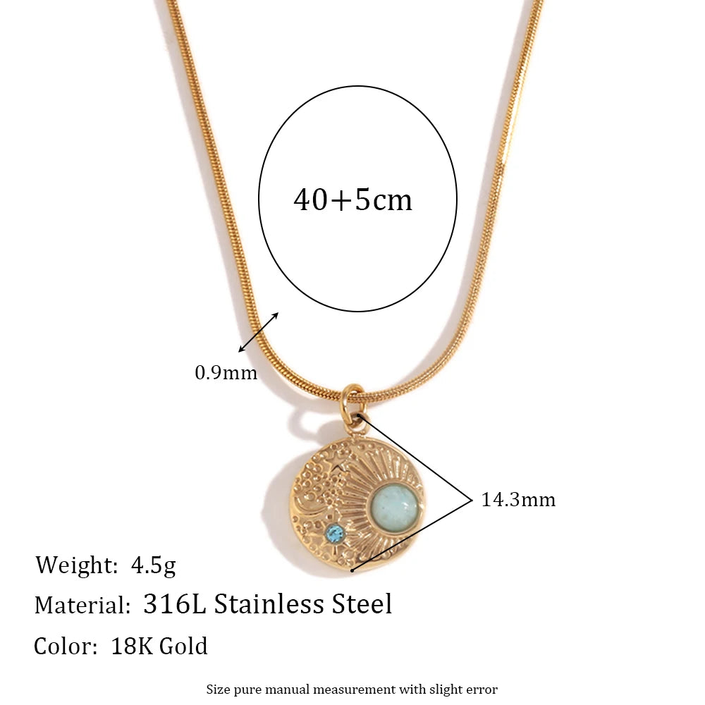 Natural Stone Sun Moon Star Necklace