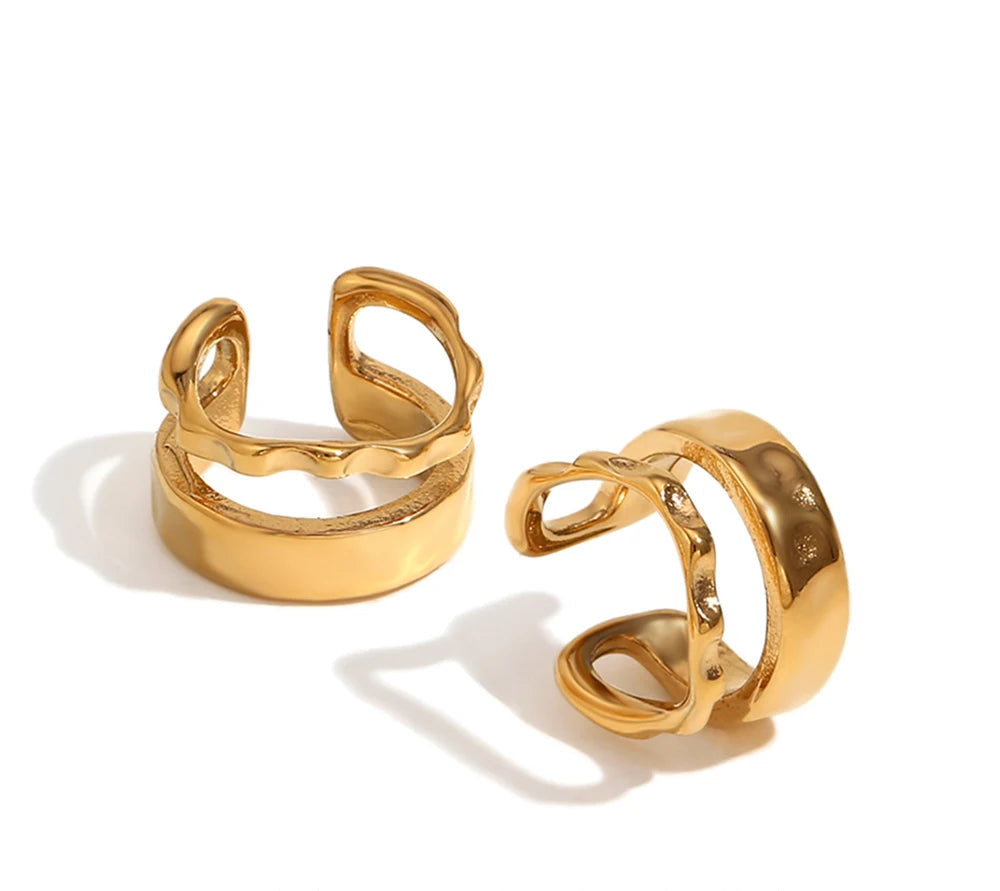 Asymmetrical Hollow Clip Earring in 316L Stainless Steel