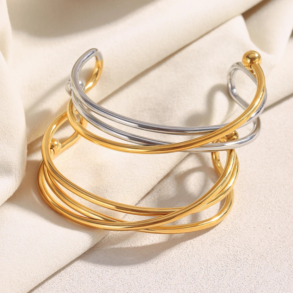 Double Colour Cross Open Bangle
