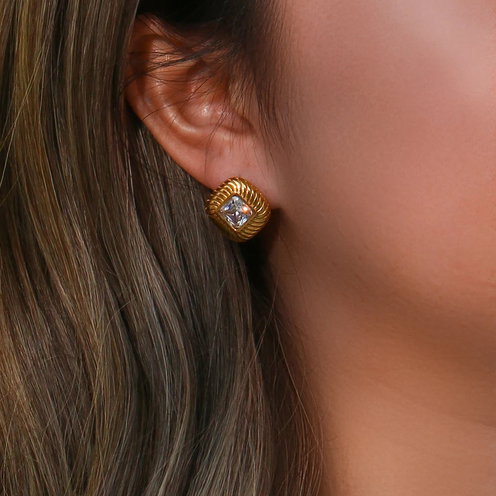 Twill Zircon Stud Earrings