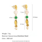 Coral Thread Earrings with Pearl
