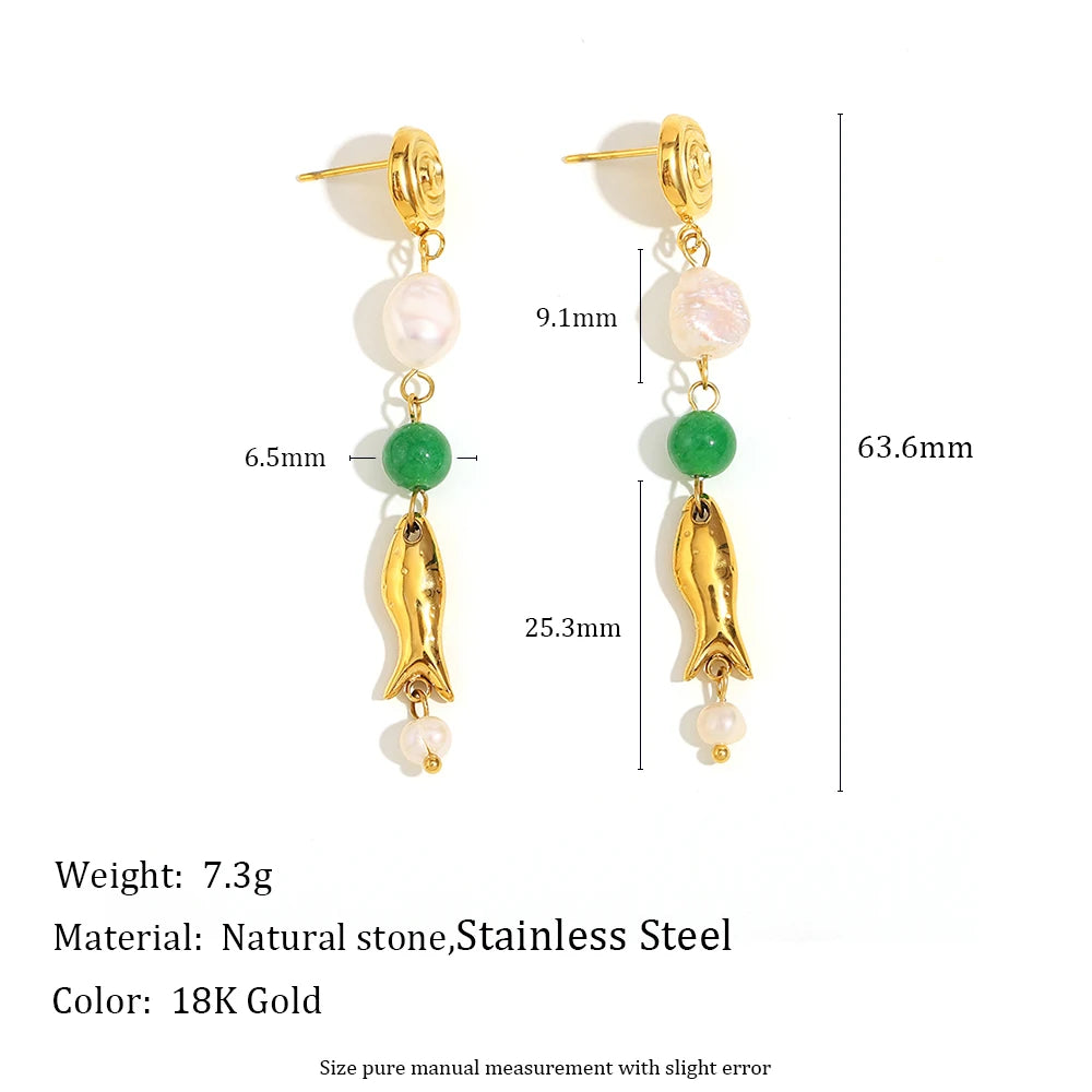 Coral Thread Earrings with Pearl