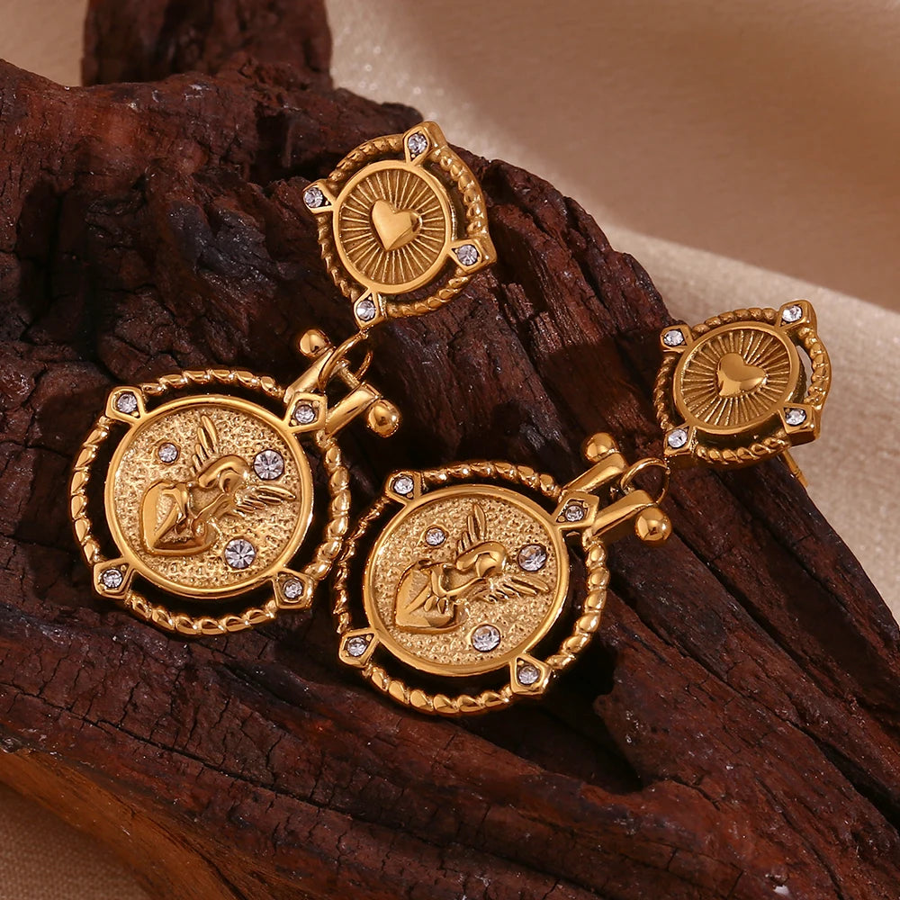 Angel Heart Key Drop Earrings