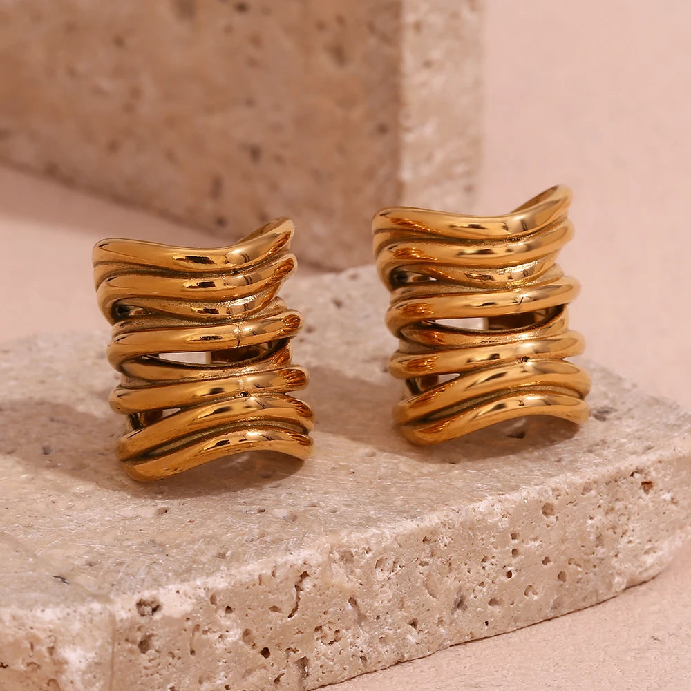 Vintage Multilayer Earrings in Stainless Steel with 18K Gold Plating