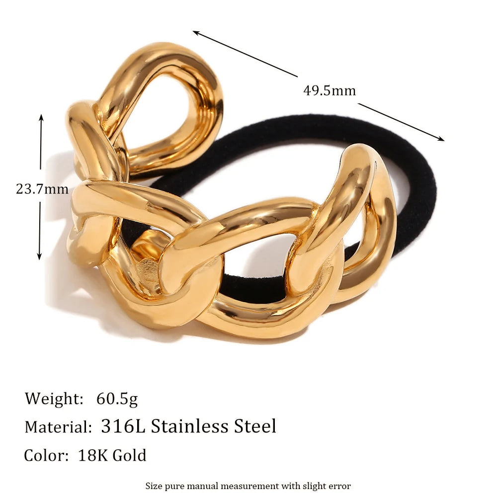Minimalist Semicircular Titanium Chain Hair Tie 23mm