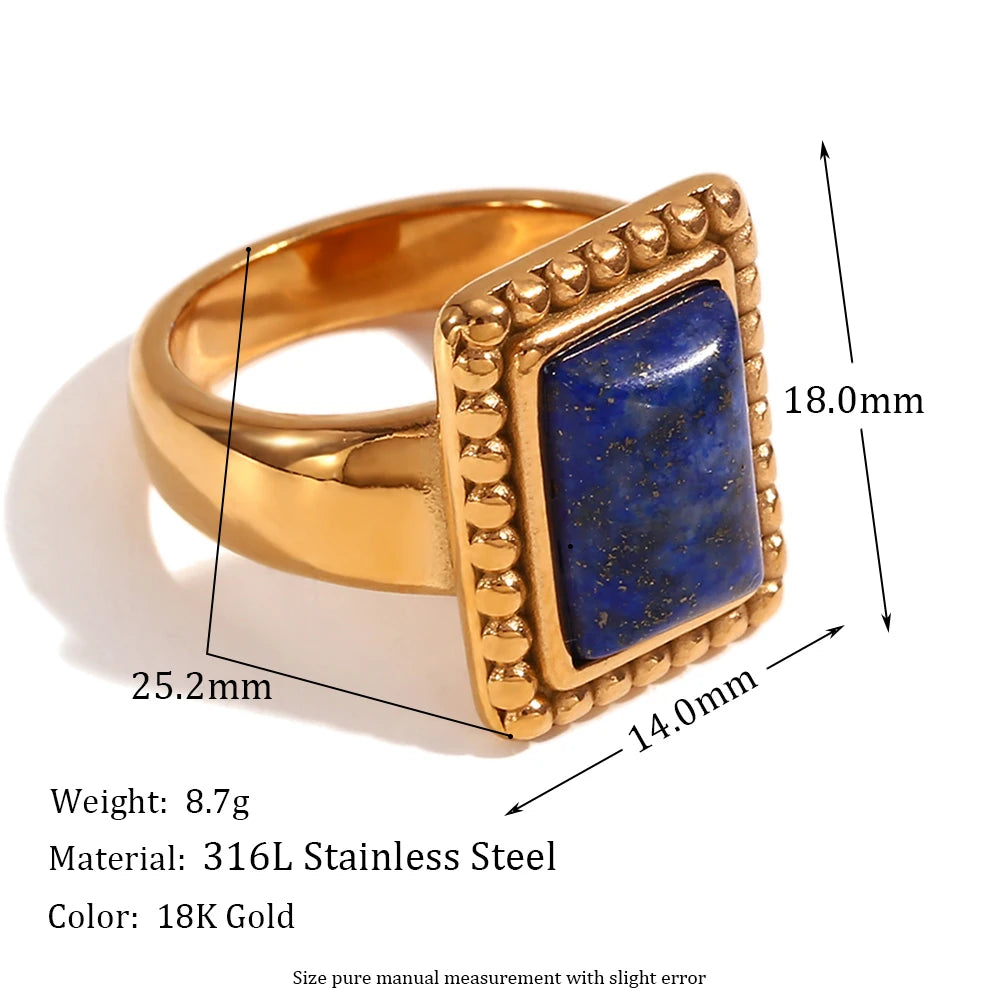 Anello Rettangolare Amazzonite e Lapislazzuli