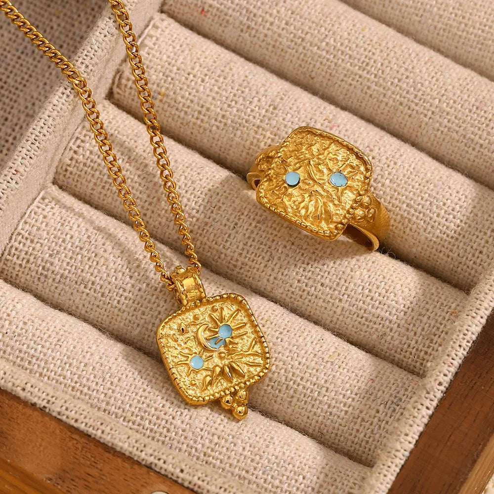 Sun Moon Star Necklace Ring
