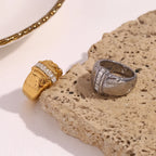 Wide Edge Zircon Ring