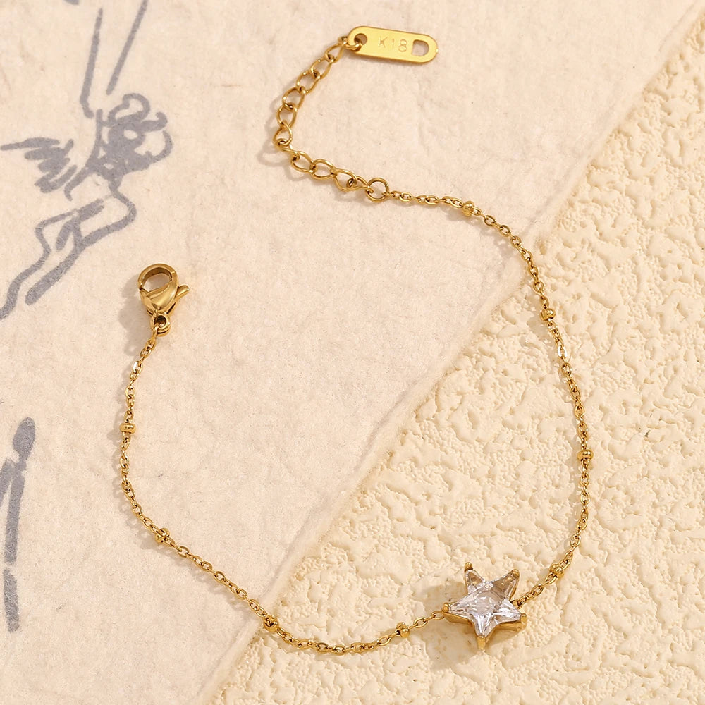 Sparkling Star Thin Chain Bracelet