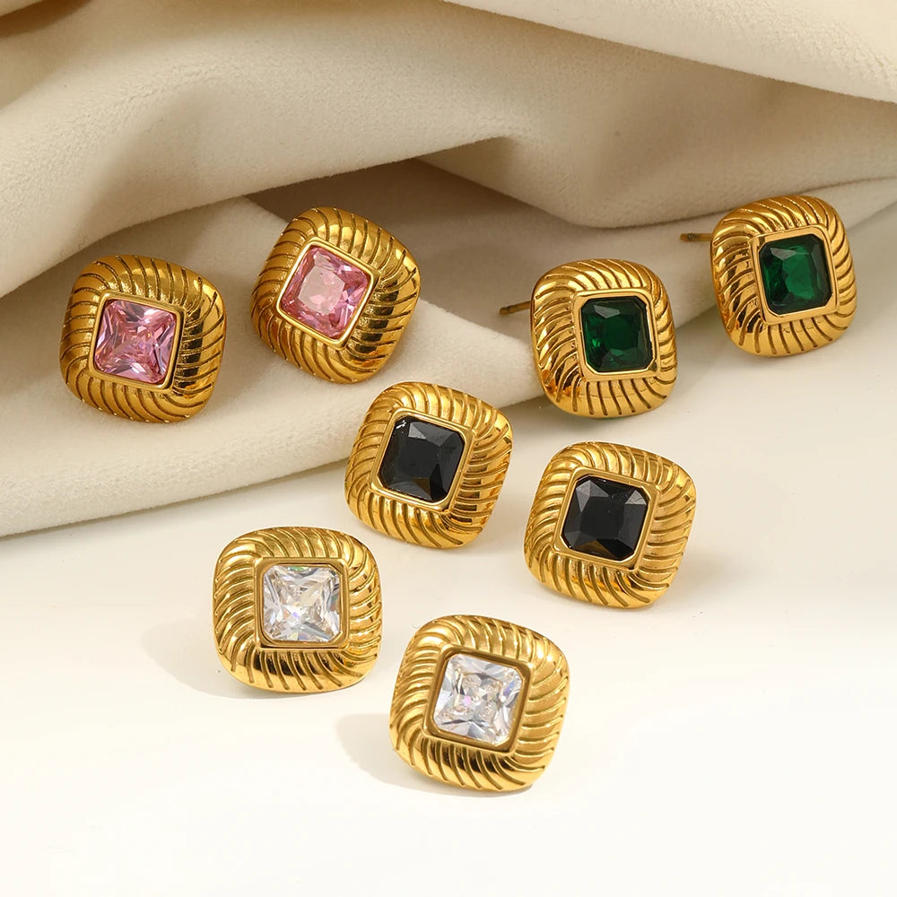 Twill Zircon Stud Earrings