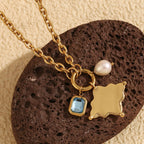 Zircon Pearl Star Pendant Necklace