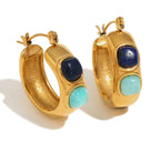 Vintage Blue Stone Hoop Earrings