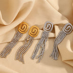 Spiral Zircon Tassel Earrings