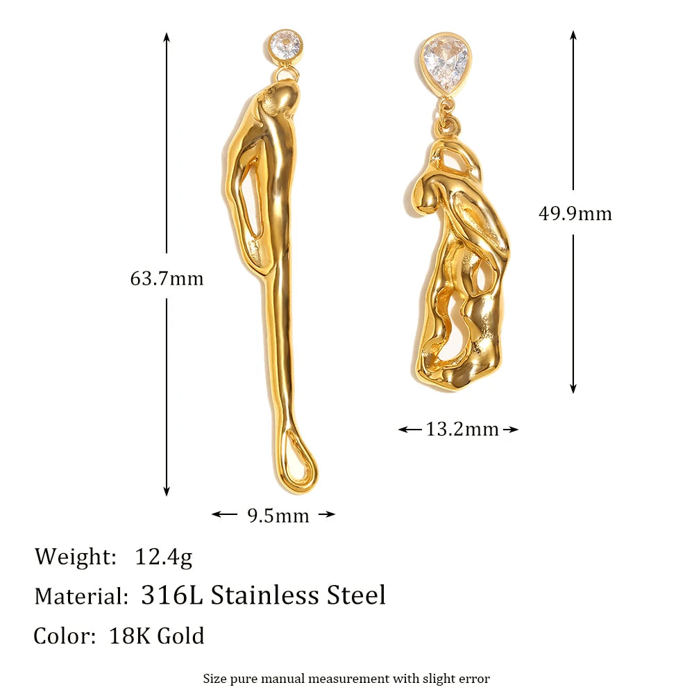 Creative Asymmetrical Earrings with Zirconia – People Embrace