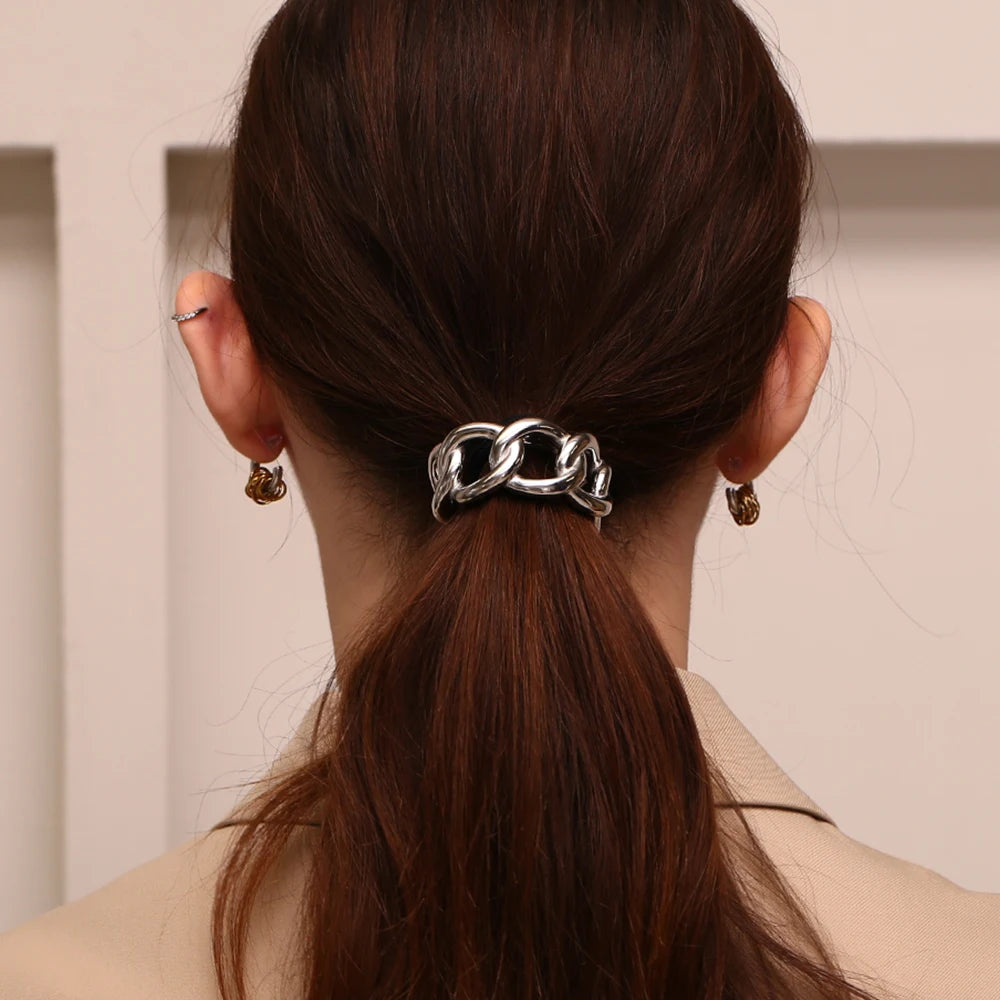Minimalist Semicircular Titanium Chain Hair Tie 23mm