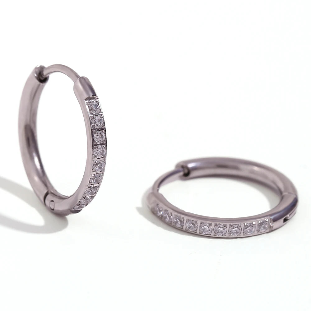 Rounded Edge Zircon Stud Earrings