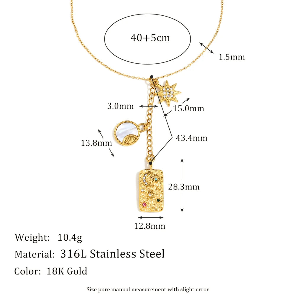 Sun Moon Star  Pendant Necklace