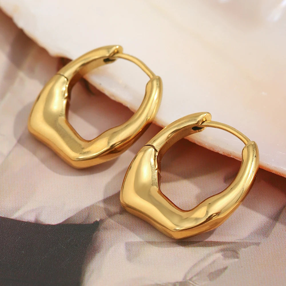 Irregular Bicolor Hoops in 316L Stainless Steel with 18K Gold Plating