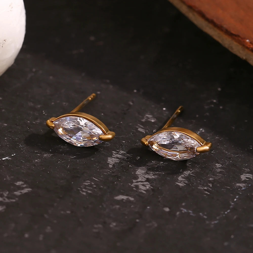 Delicate Zircon Flower Crown Stud Earrings