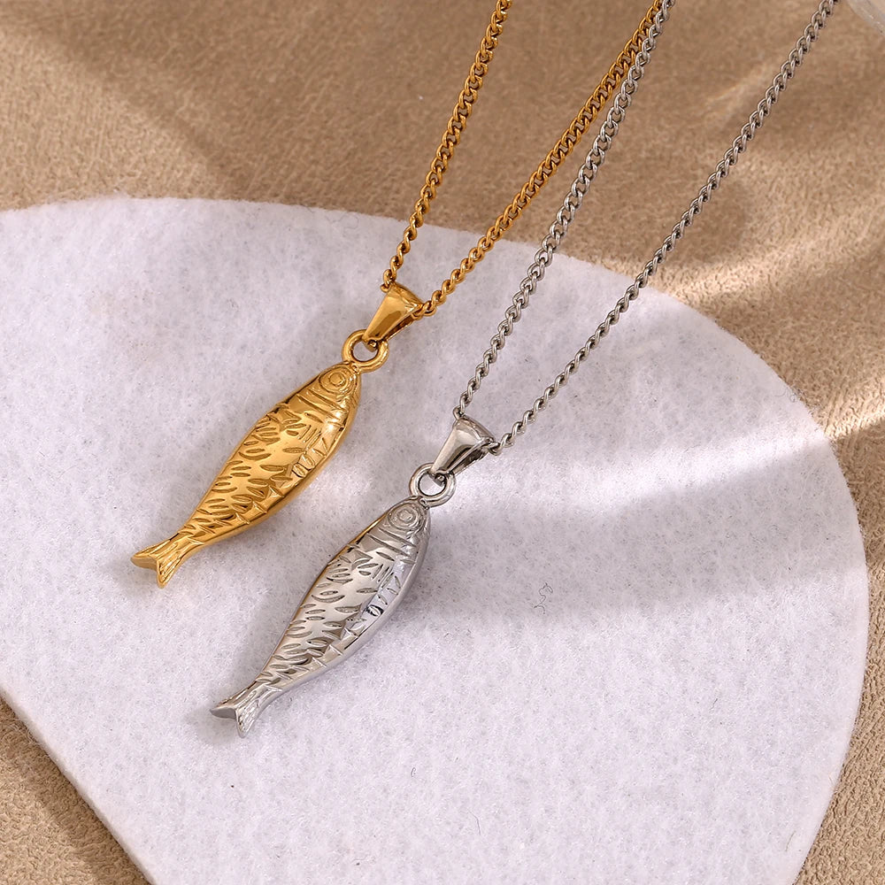 Y-Shaped Fish Pendant Necklace